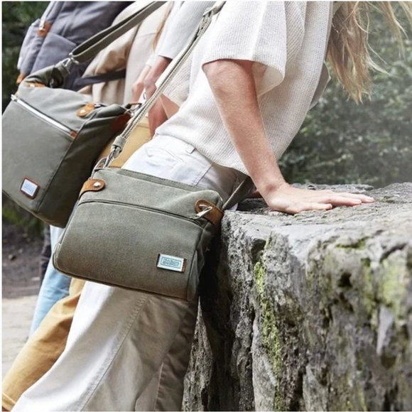 Travelon Handbags - TRAVELON Anti-Theft Heritage RFID CROSSBODY Bag Canvas Travel Pocketed Sage